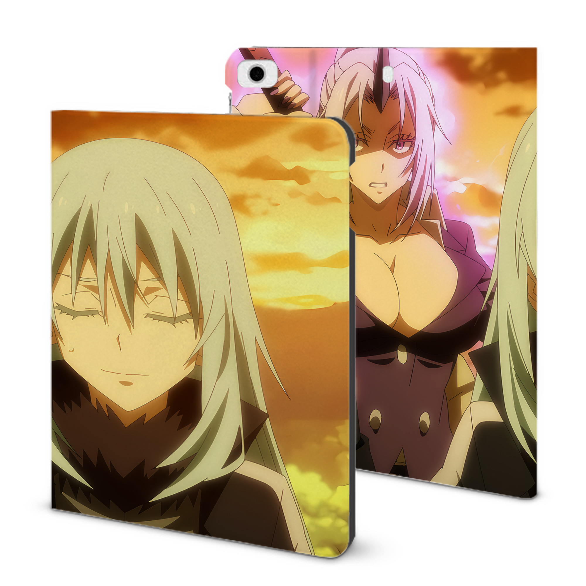 （画像用） 転スラ Regarding Reincarnated to Slime IPad ケース ブック型 PUレザー TPU 耐衝撃 軽量 薄型 ペン収納なし 全面保護 IPad 各モデル対応